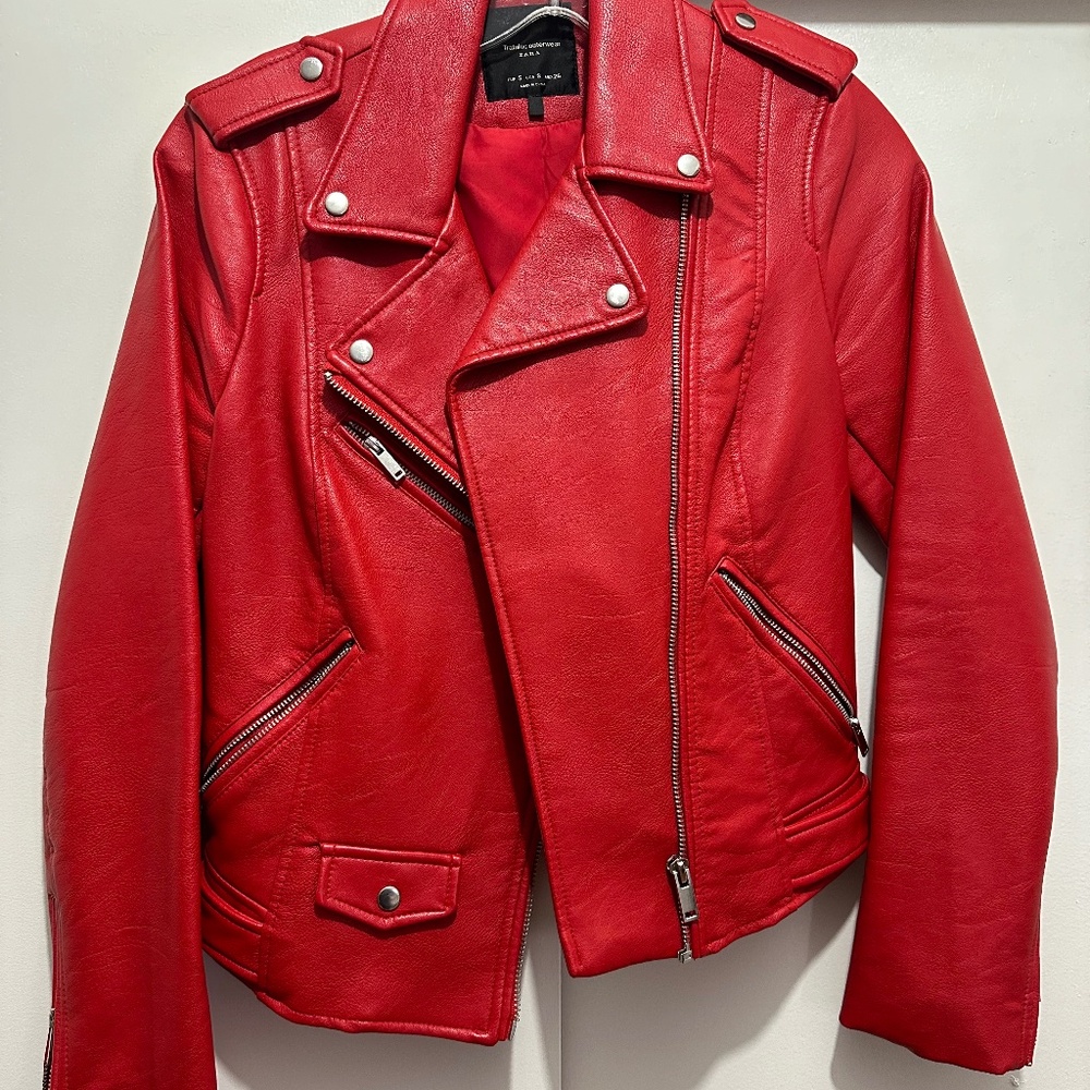 ZARA RED LEATHER JACKET